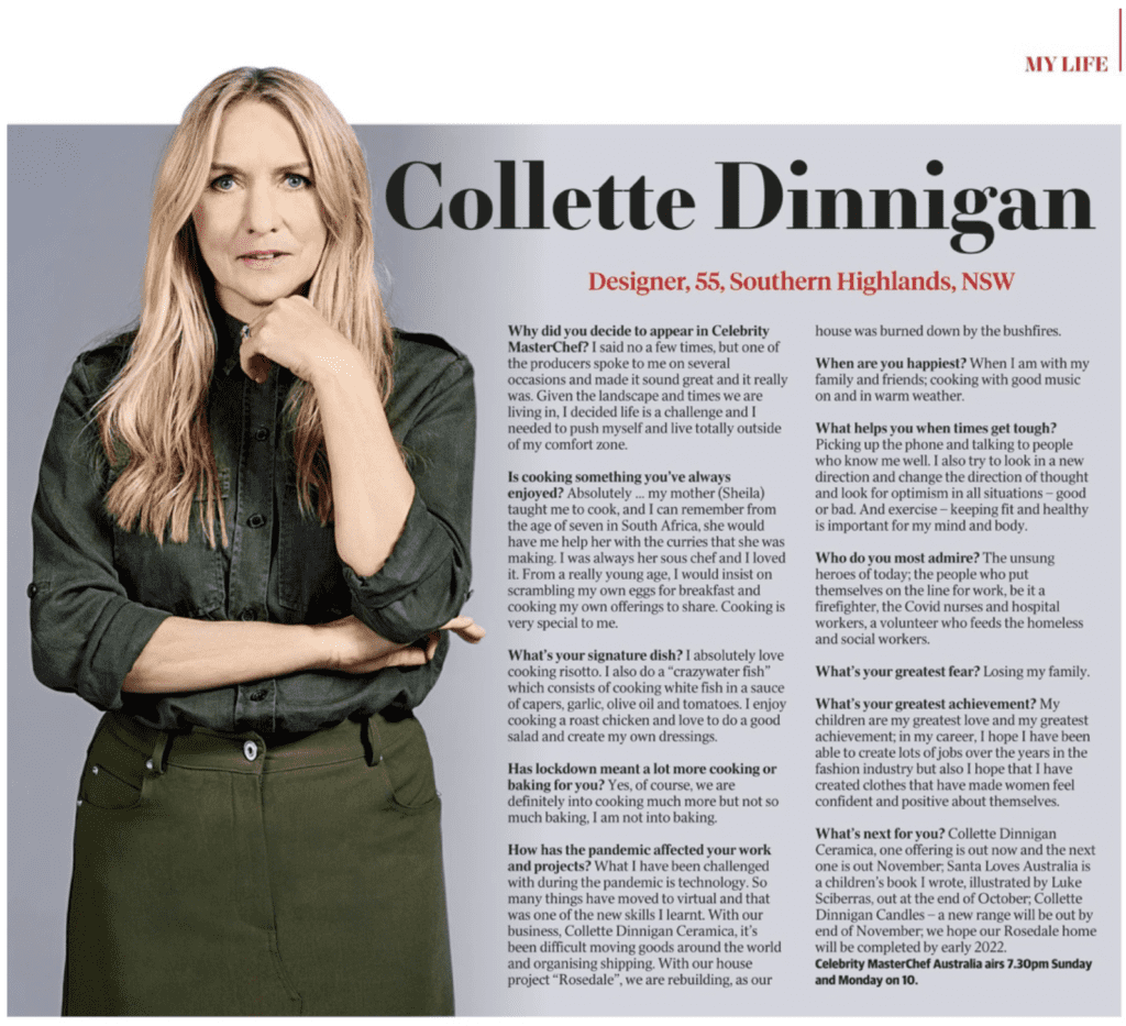 Courier Mail 'Q Weekend' 2021 Collette Dinnigan