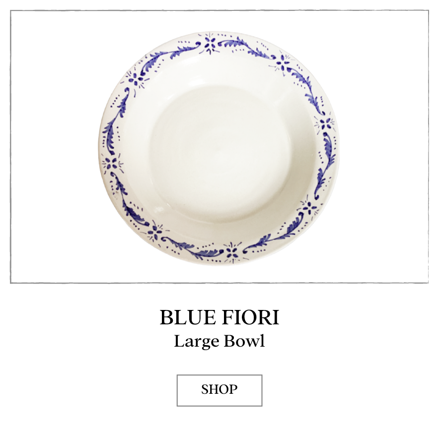 Collette Dinnigan Ceramics-Blue Fiori Ceramic Large Bowl Inspired by Italy Made in Australia