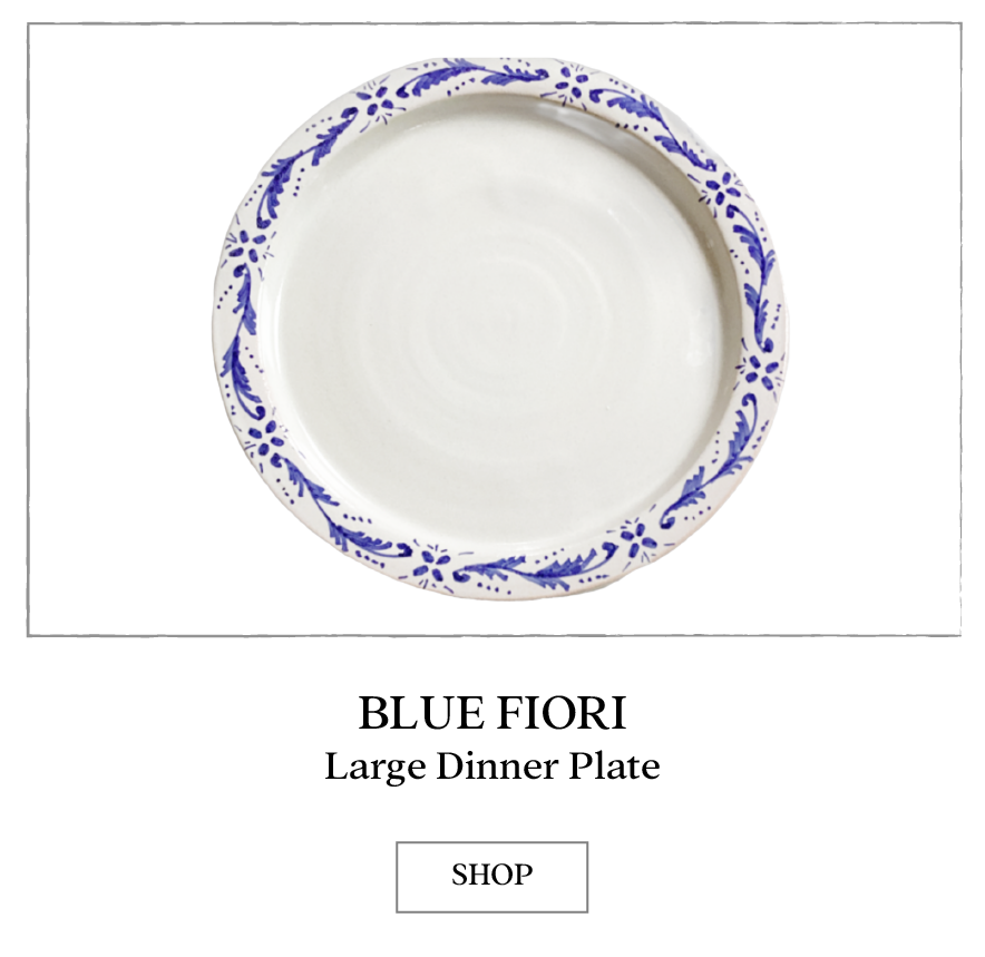 Collette Dinnigan Ceramics-Blue Fiori Ceramic Large Plate Inspired by Italy Made in Australia