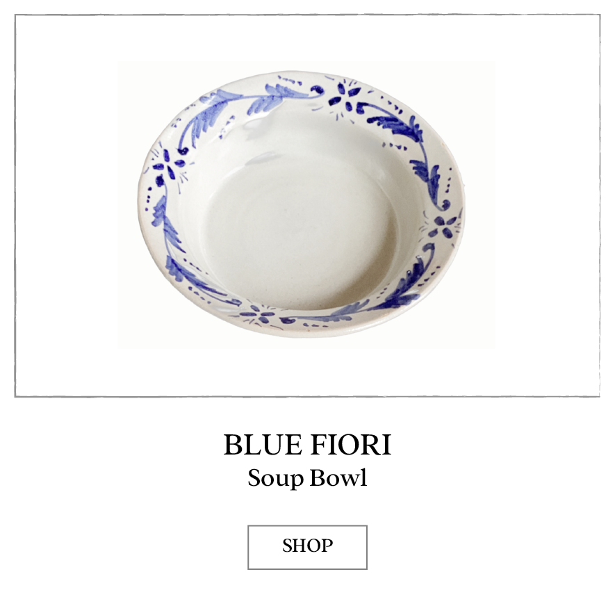 Collette Dinnigan Ceramics-Blue Fiori Ceramic Soup Bowl Inspired by Italy Made in Australia
