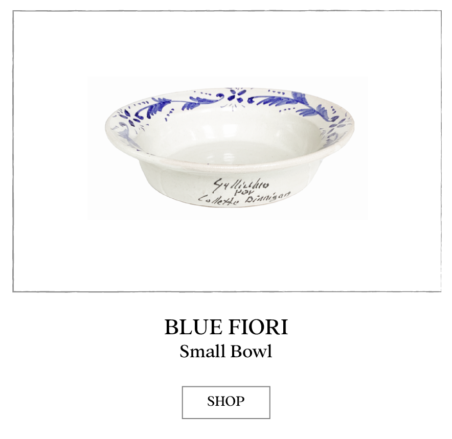 Collette Dinnigan Ceramics-Blue Fiori Ceramic Small Bowl Inspired by Italy Made in Australia