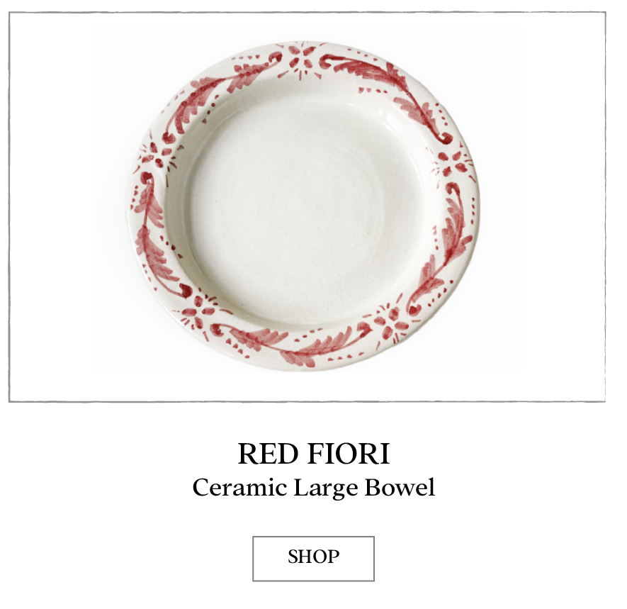 Collette Dinnigan Ceramics-Red Fiori Ceramic large Bowl Inspired by Italy Made in Australia