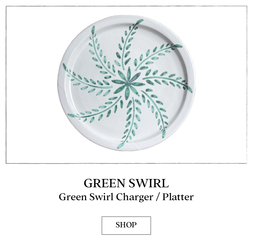 Collette Dinnigan Ceramics-Green Swirl Ceramic Platter Inspired by Italy Made in Australia