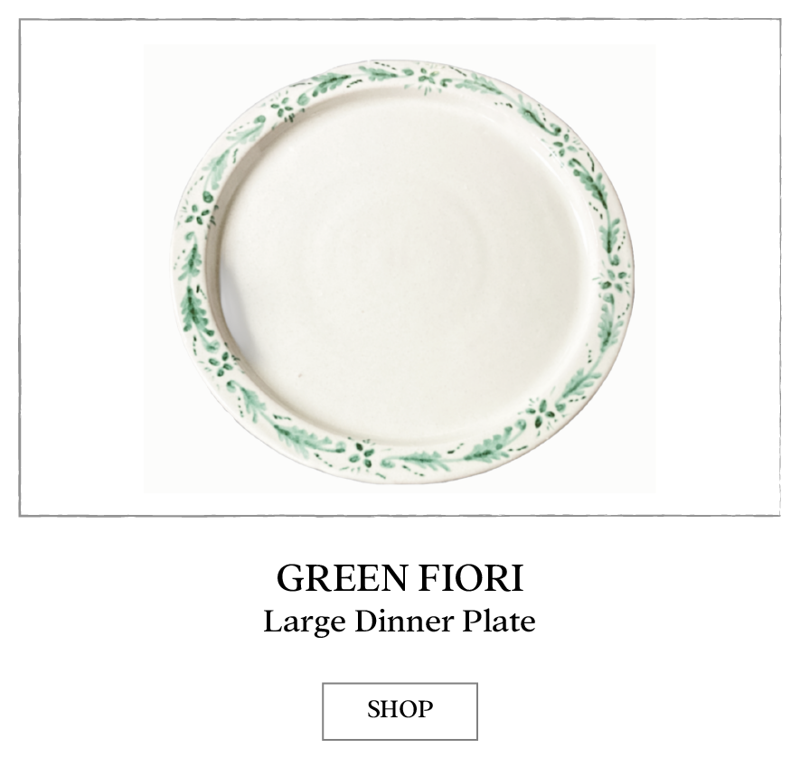 Collette Dinnigan Ceramics-Green Fiori Ceramic Large Plate Inspired by Italy Made in Australia
