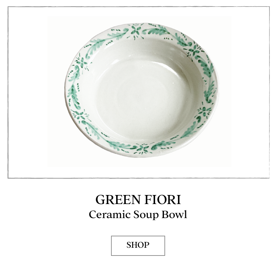 Collette Dinnigan Ceramics-Green Fiori Ceramic Soup Bowl Inspired by Italy Made in Australia
