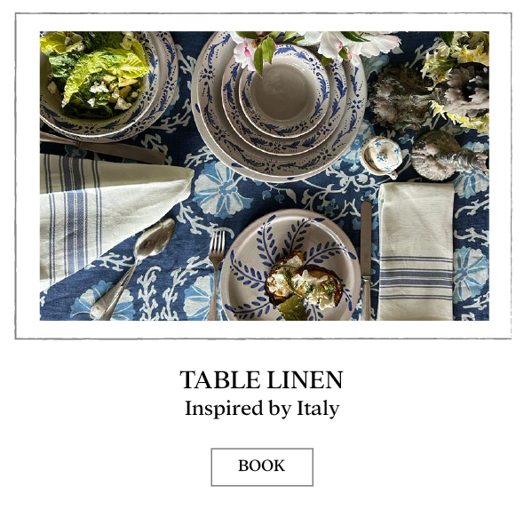 Table Linen Inspired by Italy and created by Collette Dinnigan